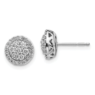14k White Gold Diamond Cluster Post Earrings
