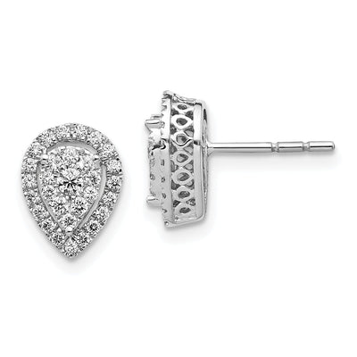 Shop for 14k White Gold Teardrop Design Cluster Diamond Post Earrings