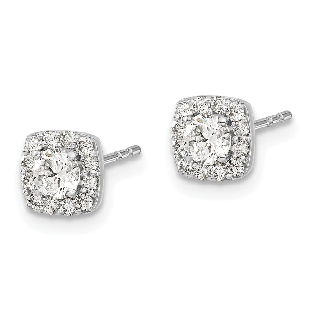 14k White Gold Square Cluster Design Diamond Earrings