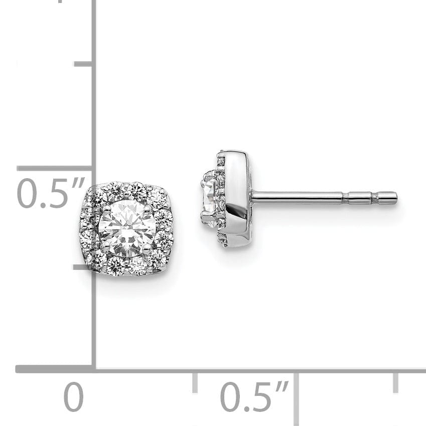 14k White Gold Square Cluster Design Diamond Earrings