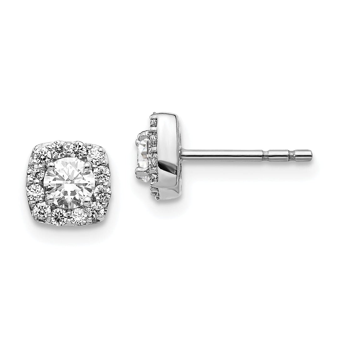 14k White Gold Square Cluster Design Diamond Earrings
