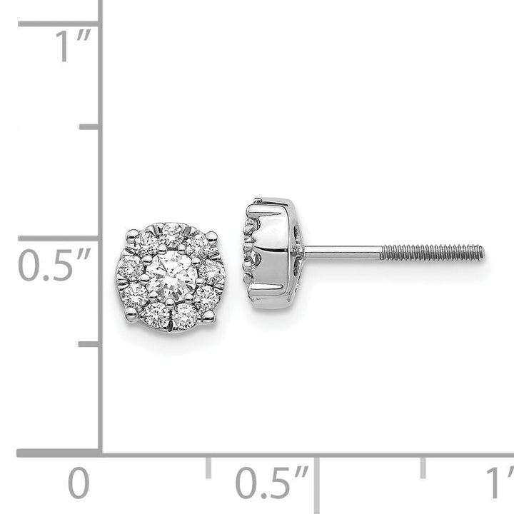 14k White Gold Cluster Design Diamond Screw Back Post Earrings