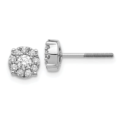 Shop for 14k White Gold Cluster Design Diamond Screw Back Post Earrings