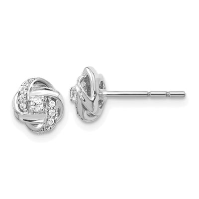 Shop 14k White Gold Diamond Knot Post Earrings