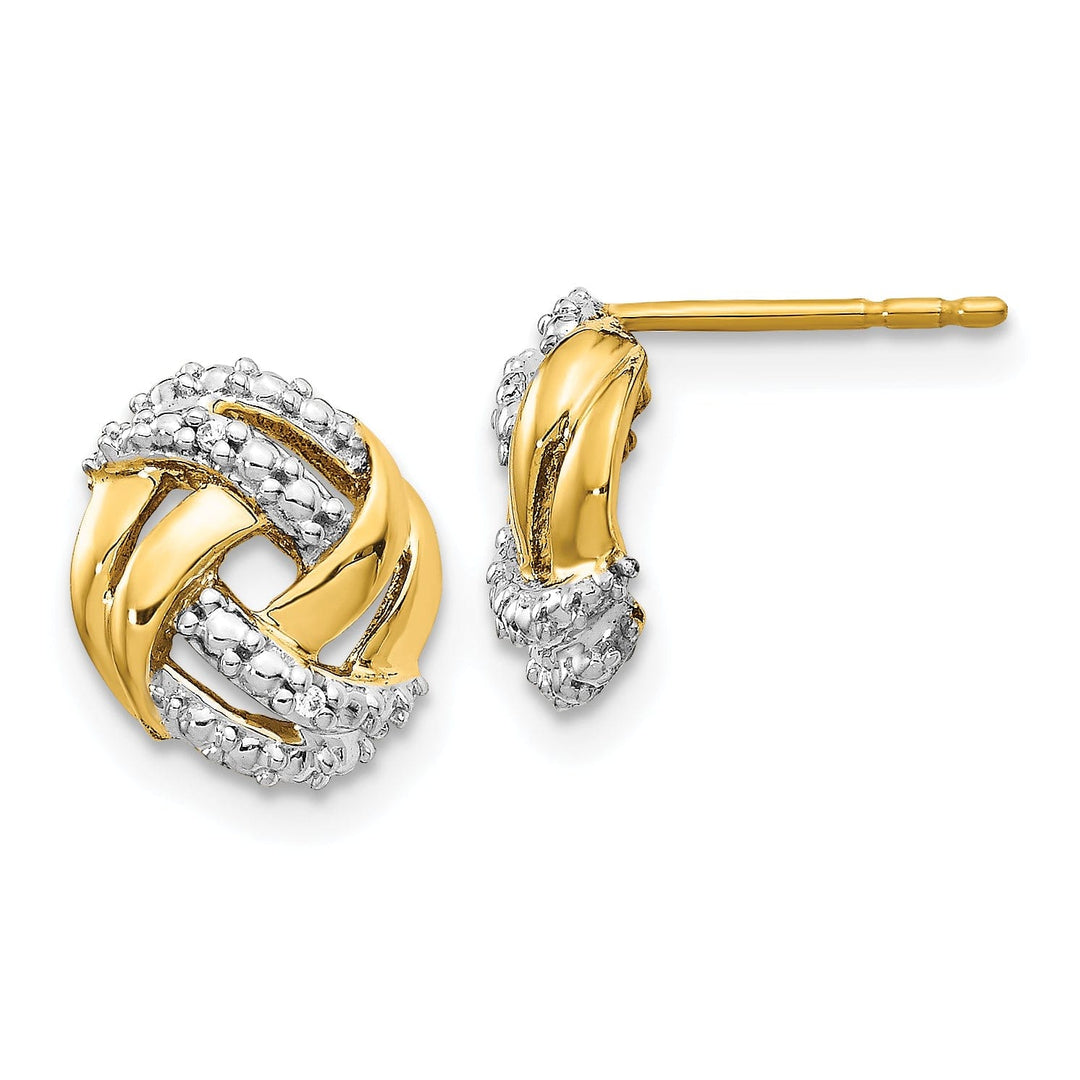 14k Yellow Gold Diamond Love Knot Post Earrings 0.12 ct