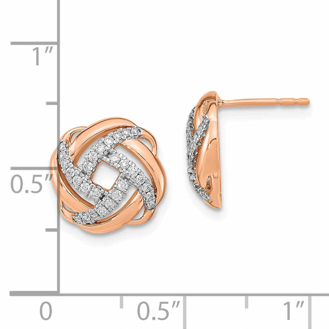 14k Rose Gold Diamond Love Knot Post Earrings