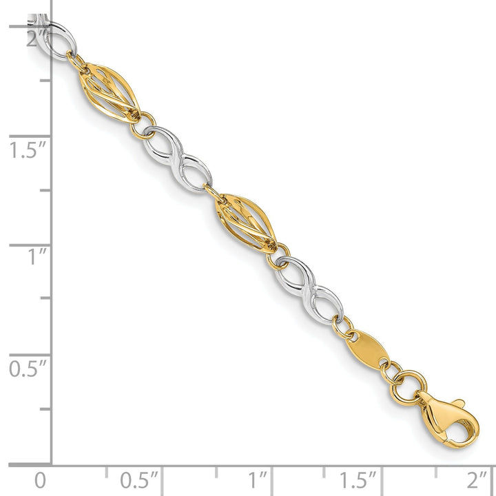 14K two-tone gold infinity symbol bracelet 7.5-inch length