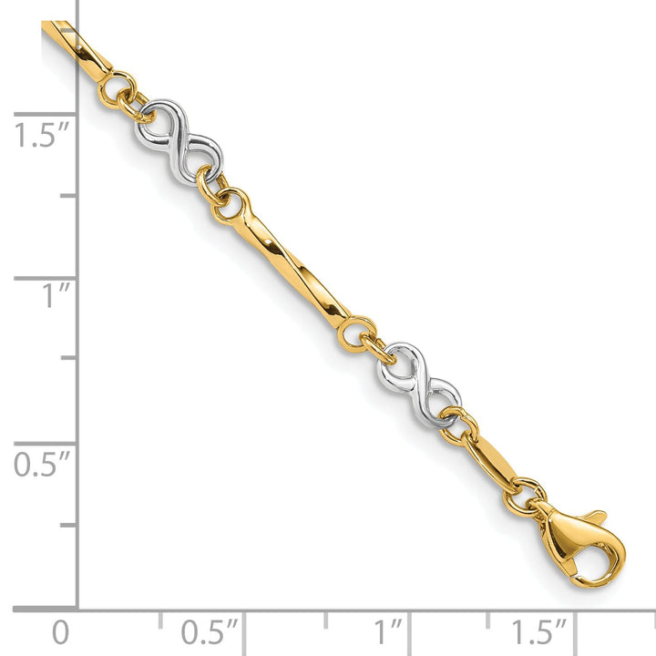 14k two-tone gold bracelet infinity link design 7.5-inch