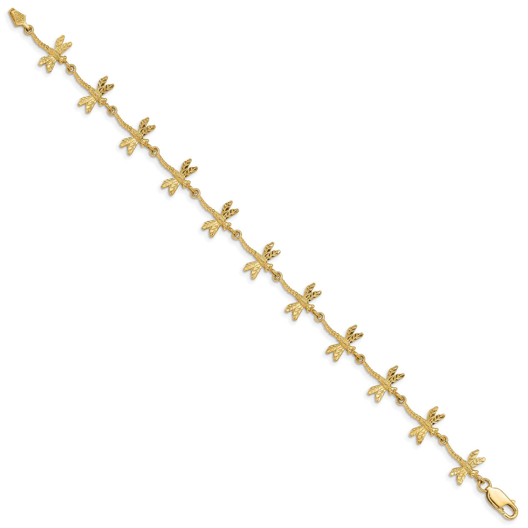 14k yellow gold dragonfly bracelet solid 7.5-inch, 10mm wide