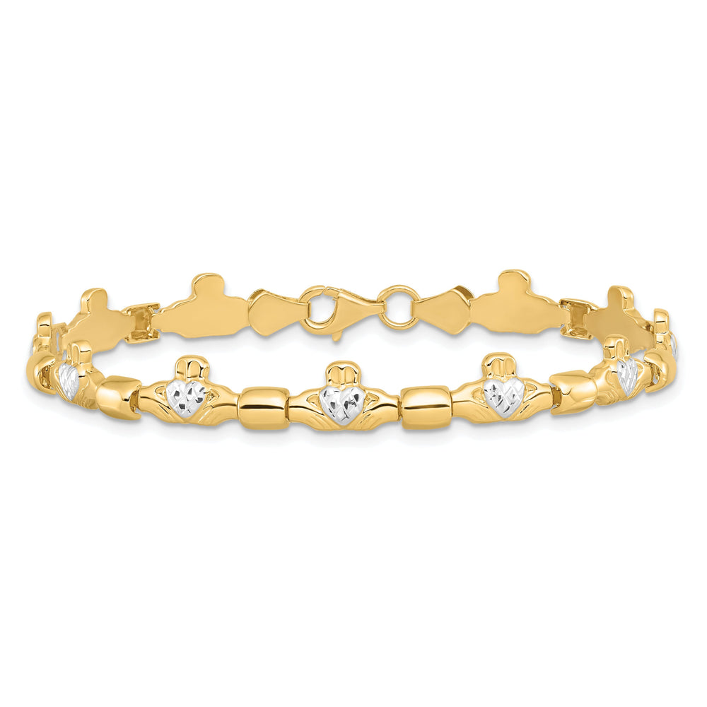 Polished 14k Gold Claddagh Bracelet - 6-mm Width, 7.25" Length