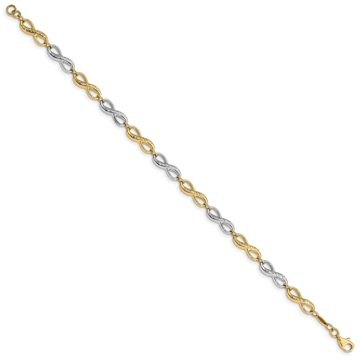 14K two-tone gold infinity symbol bracelet 7.5-inch