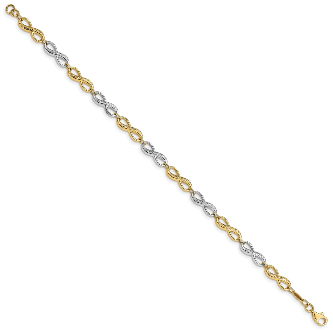 14K two-tone gold infinity symbol bracelet 7.5-inch