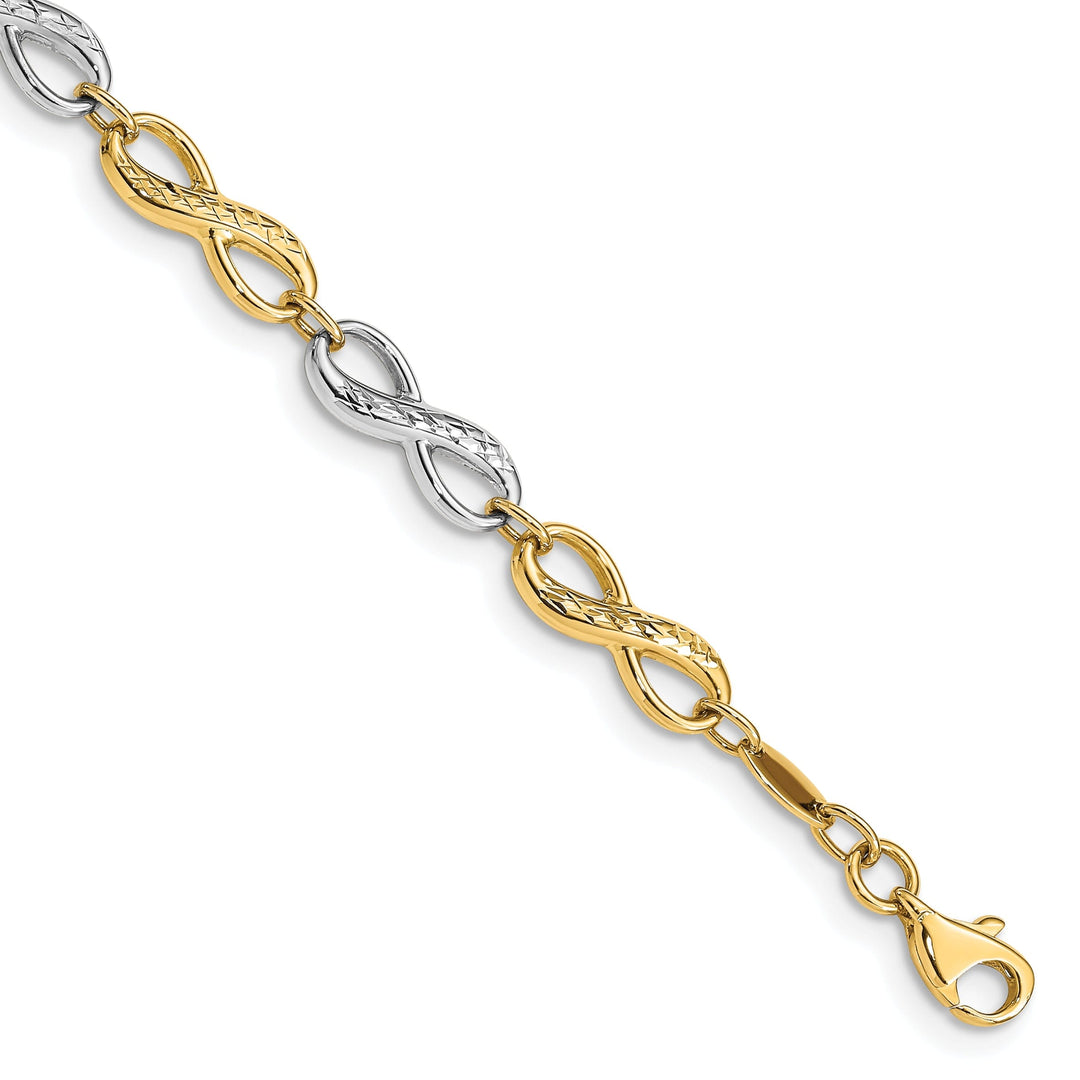 14K two-tone gold infinity symbol bracelet 7.5-inch