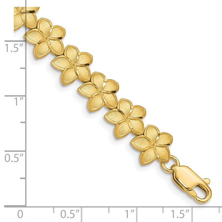 14K yellow gold Plumeria 7.25-inch, 10-mm wide bracelet