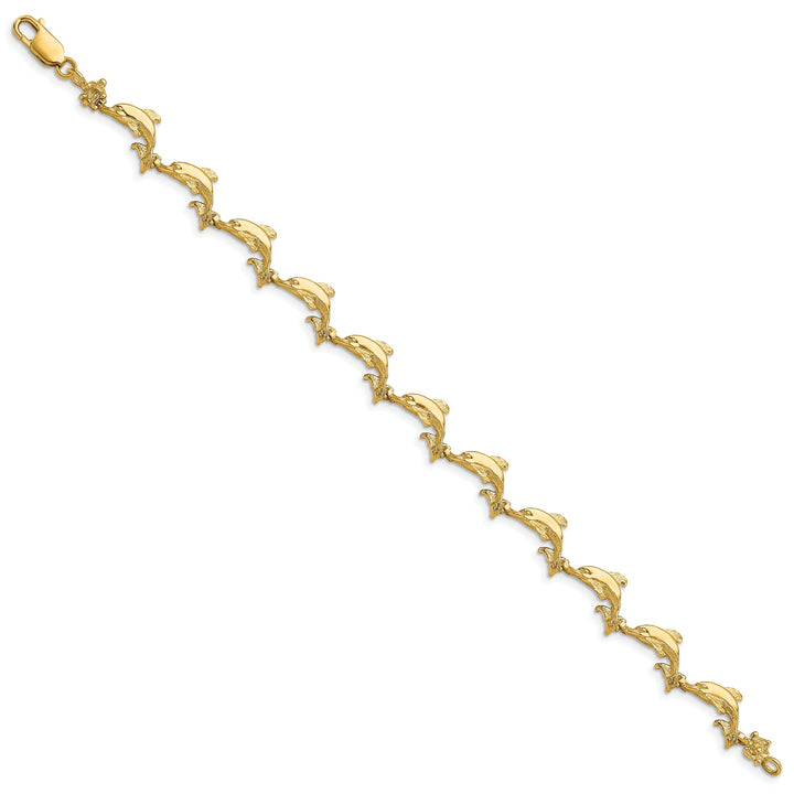 14k Yellow Gold Dolphin Bracelet - 7.25 inch, 5.31-mm wide