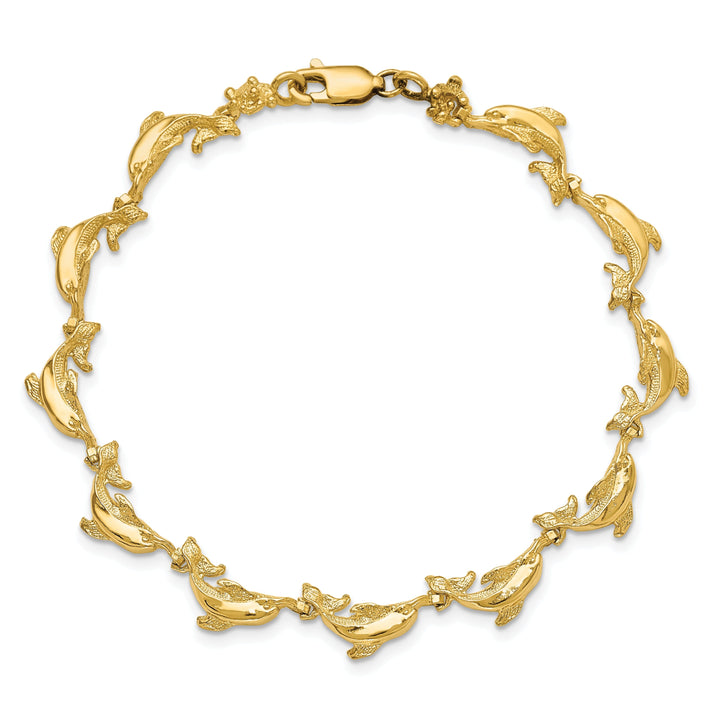 14k Yellow Gold Dolphin Bracelet - 7.25 inch, 5.31-mm wide