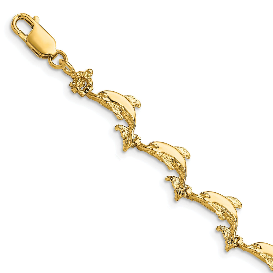 14k Yellow Gold Dolphin Bracelet - 7.25 inch, 5.31-mm wide