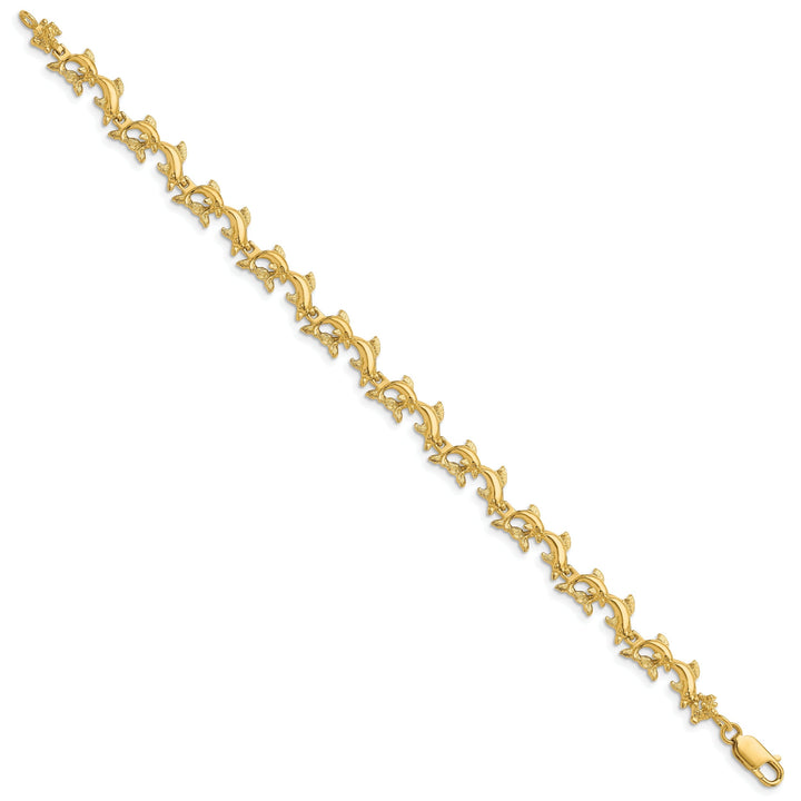 14k Yellow Gold Dolphin Bracelet - 7.25 inch, 6.22-mm wide