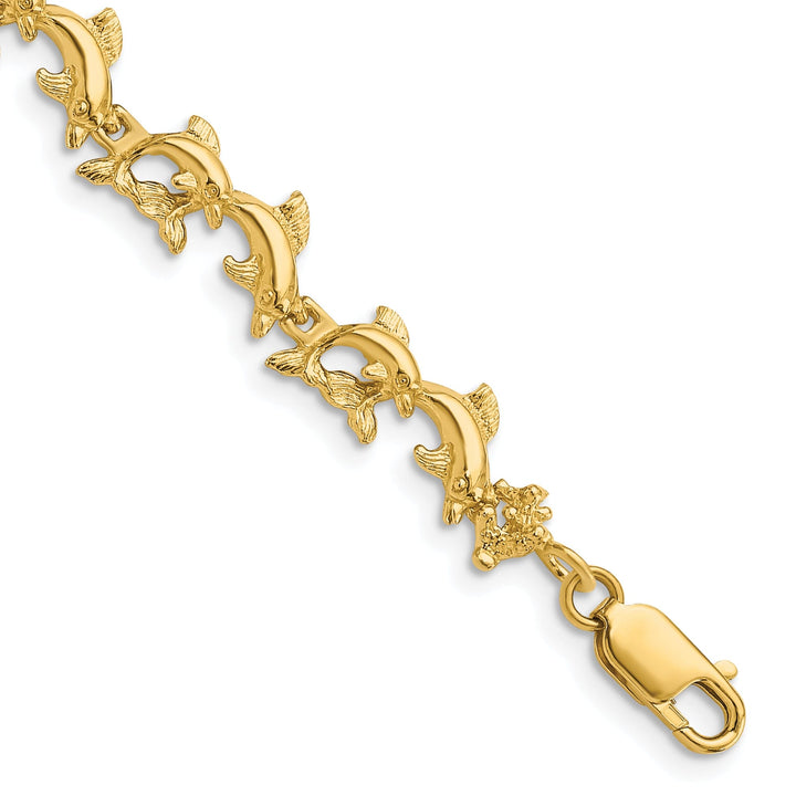 14k Yellow Gold Dolphin Bracelet - 7.25 inch, 6.22-mm wide