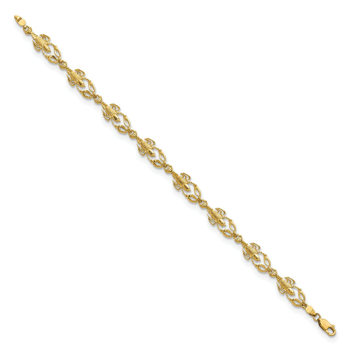 14k yellow gold lobster design bracelet. Textured polished finish, 7.5-inch, 8.05-mm wide,