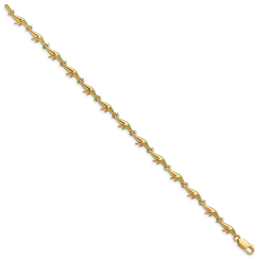 1k Yellow Gold Whale Bracelet-7.25-Inch, 4.9-MM Wide