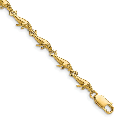 1k Yellow Gold Whale Bracelet-7.25-Inch, 4.9-MM Wide