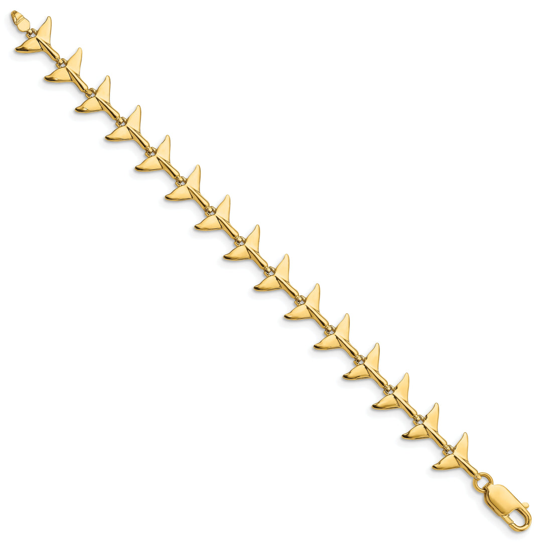 14k Yellow Gold Whale Tail Bracelet, 7-inch, 11.74 Wide