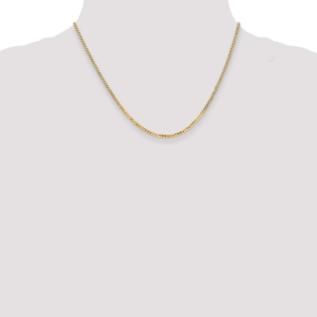 14k Yellow Gold 2.20mm Flat Beveled Curb Chain