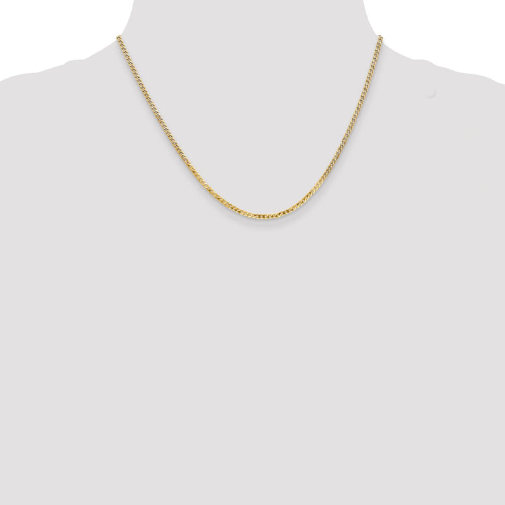 14k Yellow Gold 2.20mm Flat Beveled Curb Chain