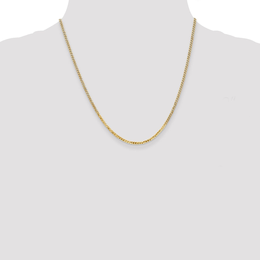 14k Yellow Gold 2.20mm Flat Beveled Curb Chain