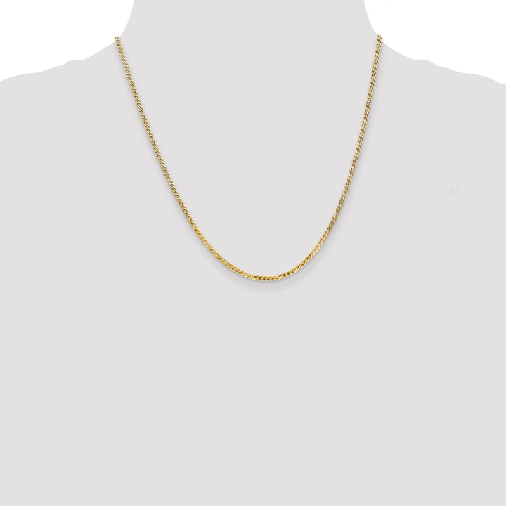 14k Yellow Gold 2.20mm Flat Beveled Curb Chain