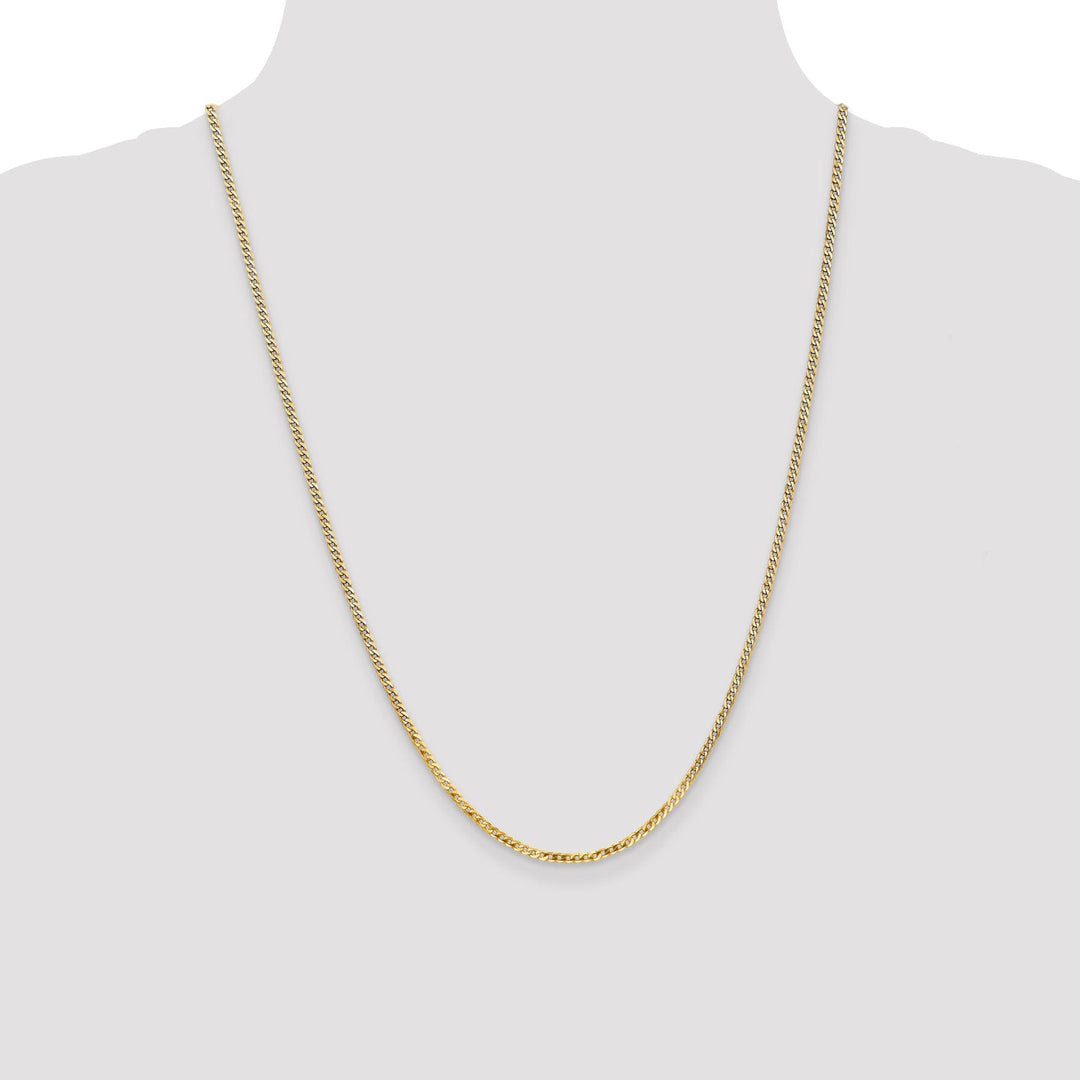 14k Yellow Gold 2.20mm Flat Beveled Curb Chain