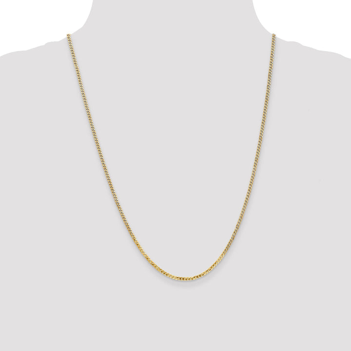 14k Yellow Gold 2.20mm Flat Beveled Curb Chain