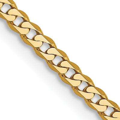 14k Yellow Gold 2.20mm Flat Beveled Curb Chain at $ 163.68 only from Jewelryshopping.com