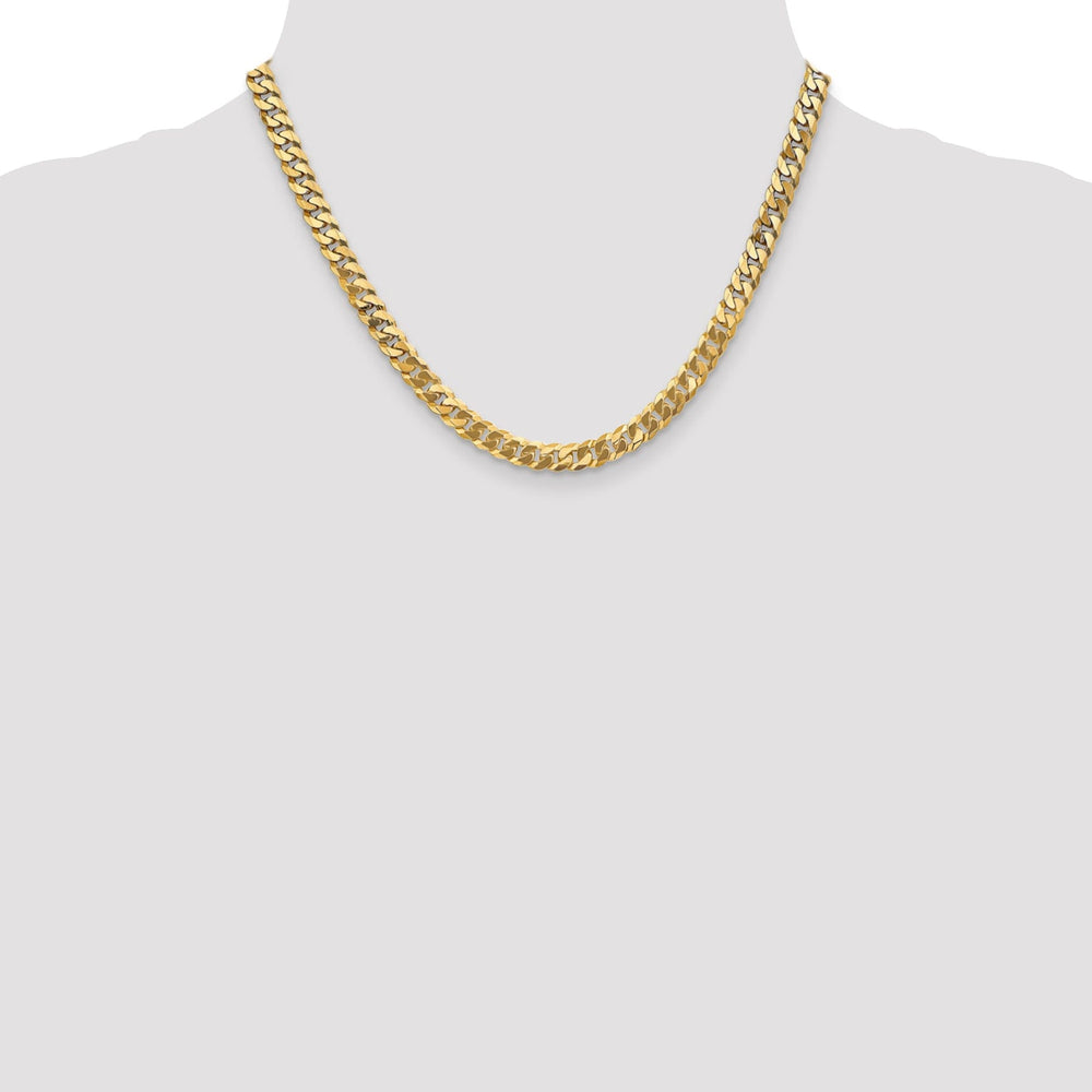14k Yellow Gold 6.10mm Flat Beveled Curb Chain