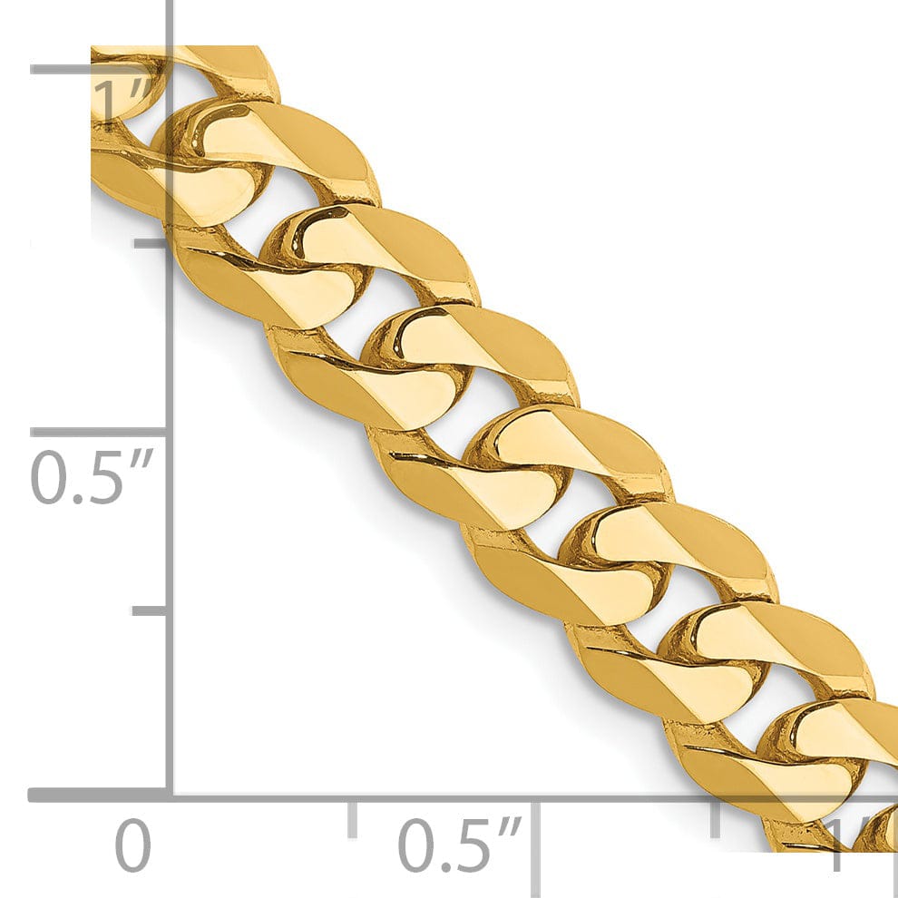 14k Yellow Gold 7.25mm Flat Beveled Curb Chain