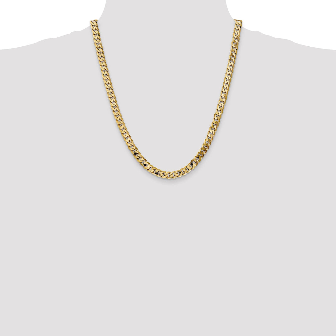 14k Yellow Gold 7.25mm Flat Beveled Curb Chain