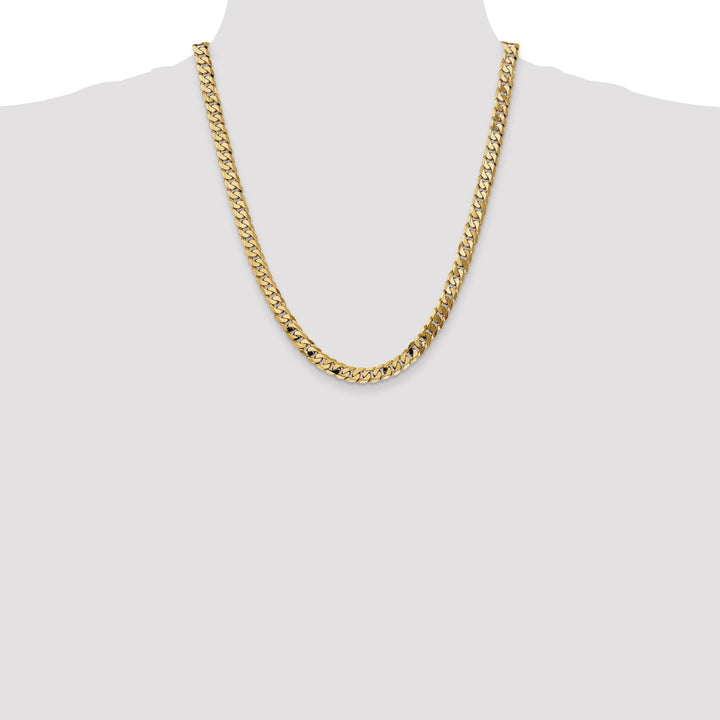 14k Yellow Gold 7.25mm Flat Beveled Curb Chain