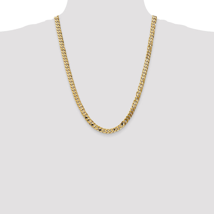 14k Yellow Gold 7.25mm Flat Beveled Curb Chain