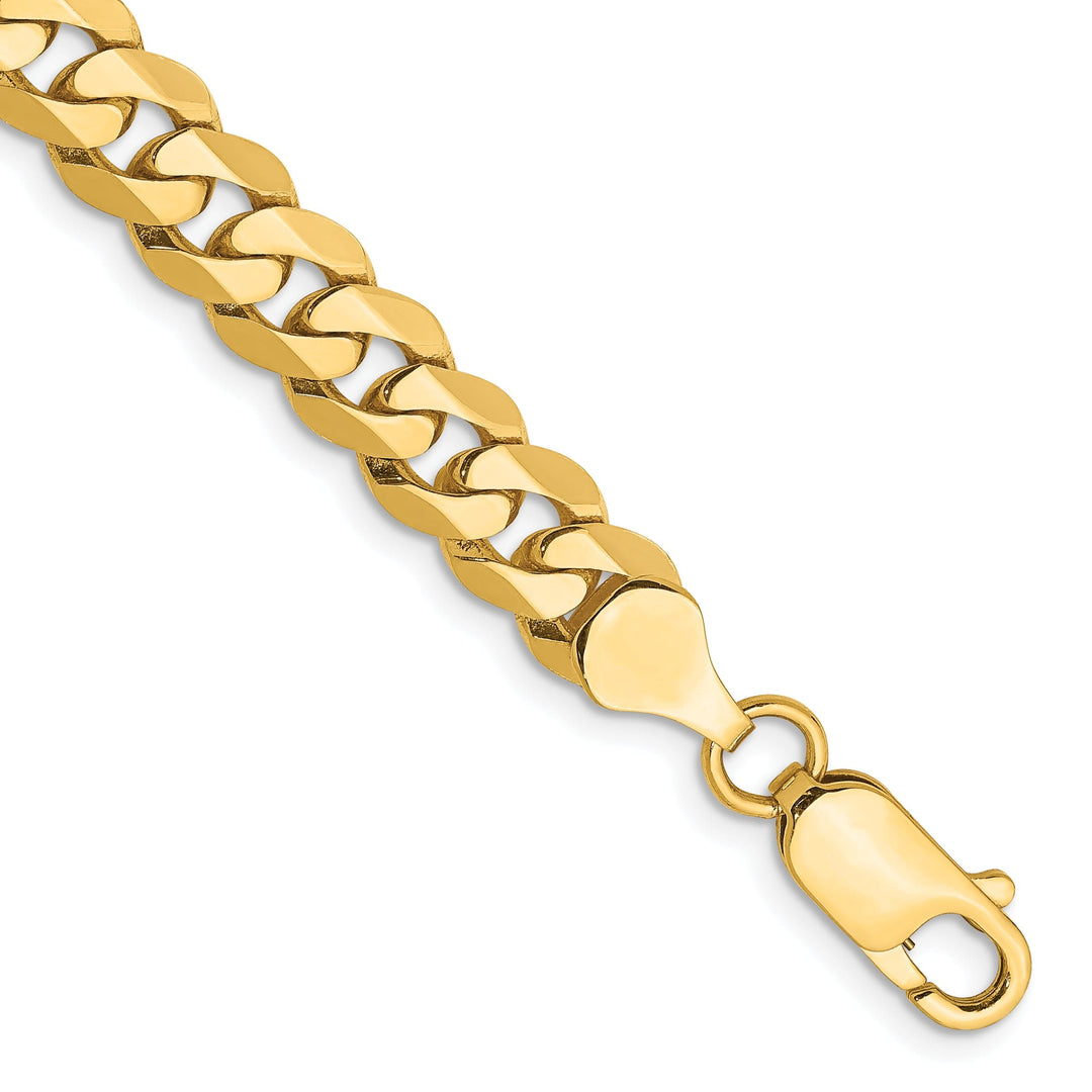 14k Yellow Gold 7.25mm Flat Beveled Curb Chain