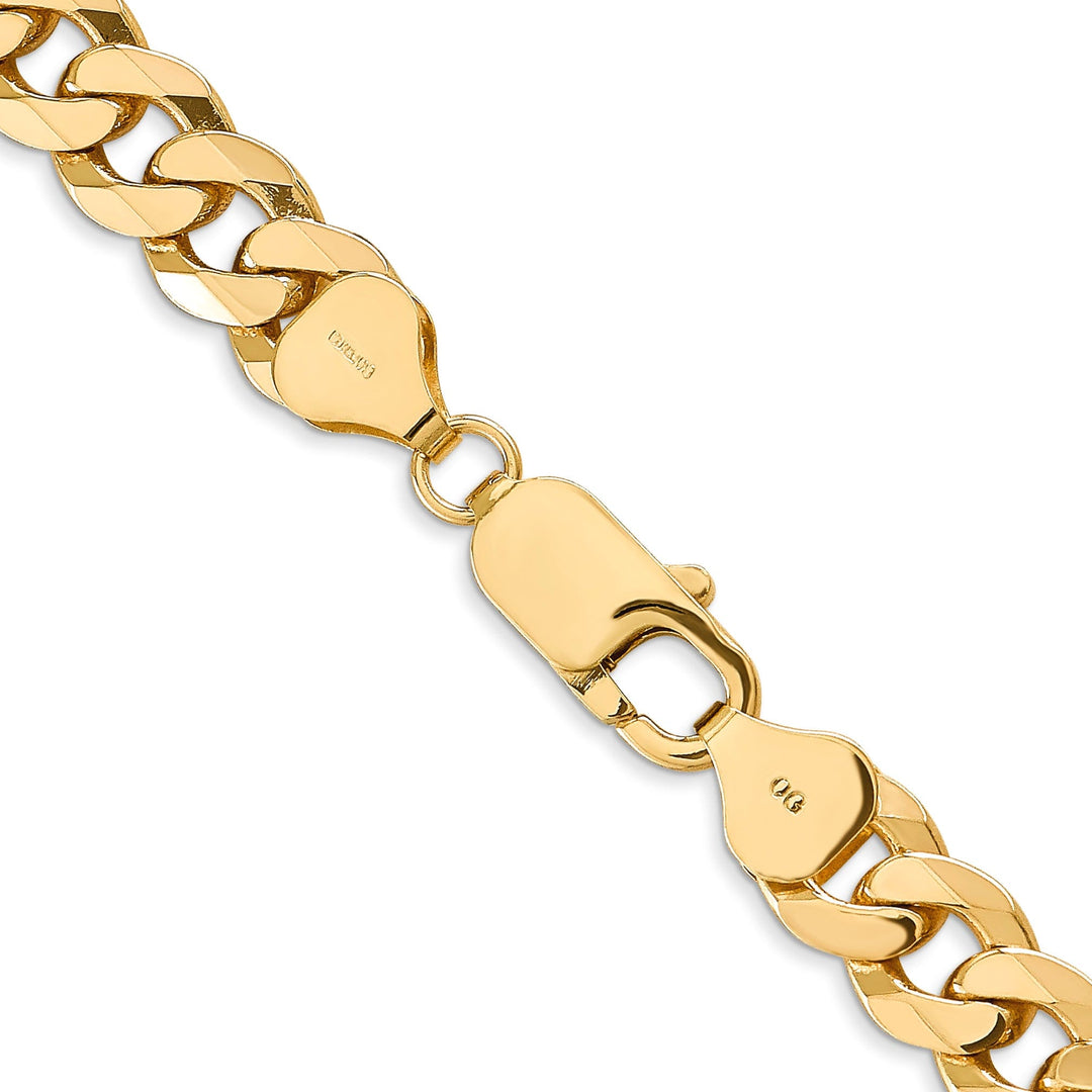 14k Yellow Gold 8.00mm Flat Beveled Curb Chain