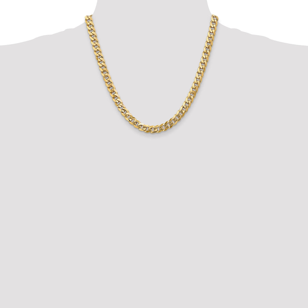 14k Yellow Gold 8.00mm Flat Beveled Curb Chain