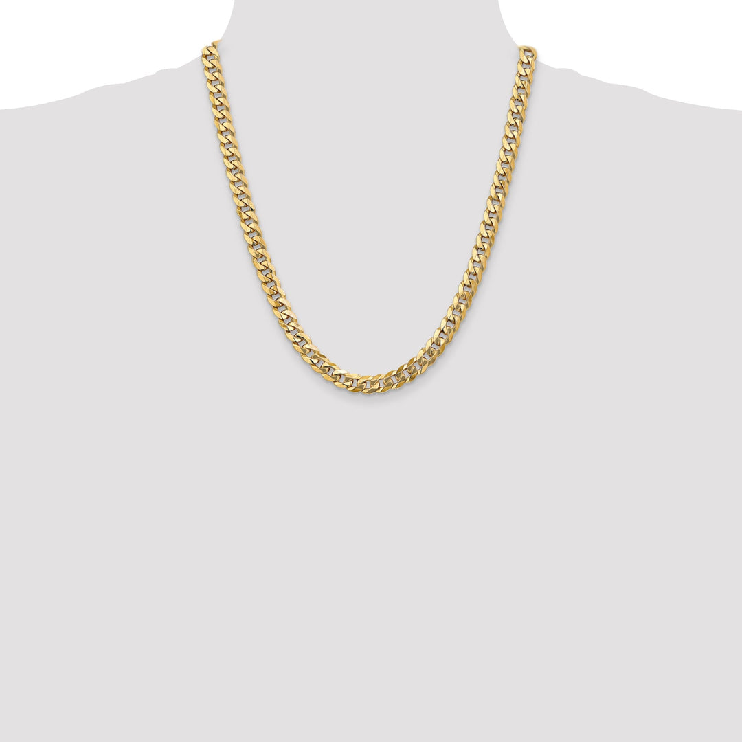 14k Yellow Gold 8.00mm Flat Beveled Curb Chain