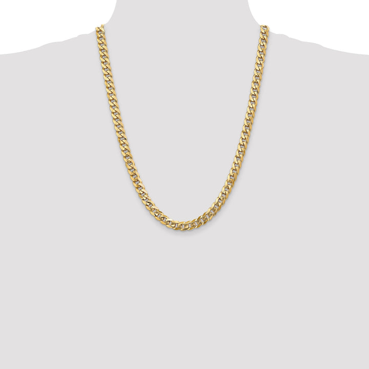 14k Yellow Gold 8.00mm Flat Beveled Curb Chain