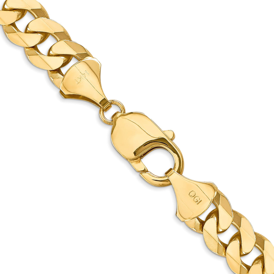 14k Yellow Gold 9.50mm Flat Beveled Curb Chain