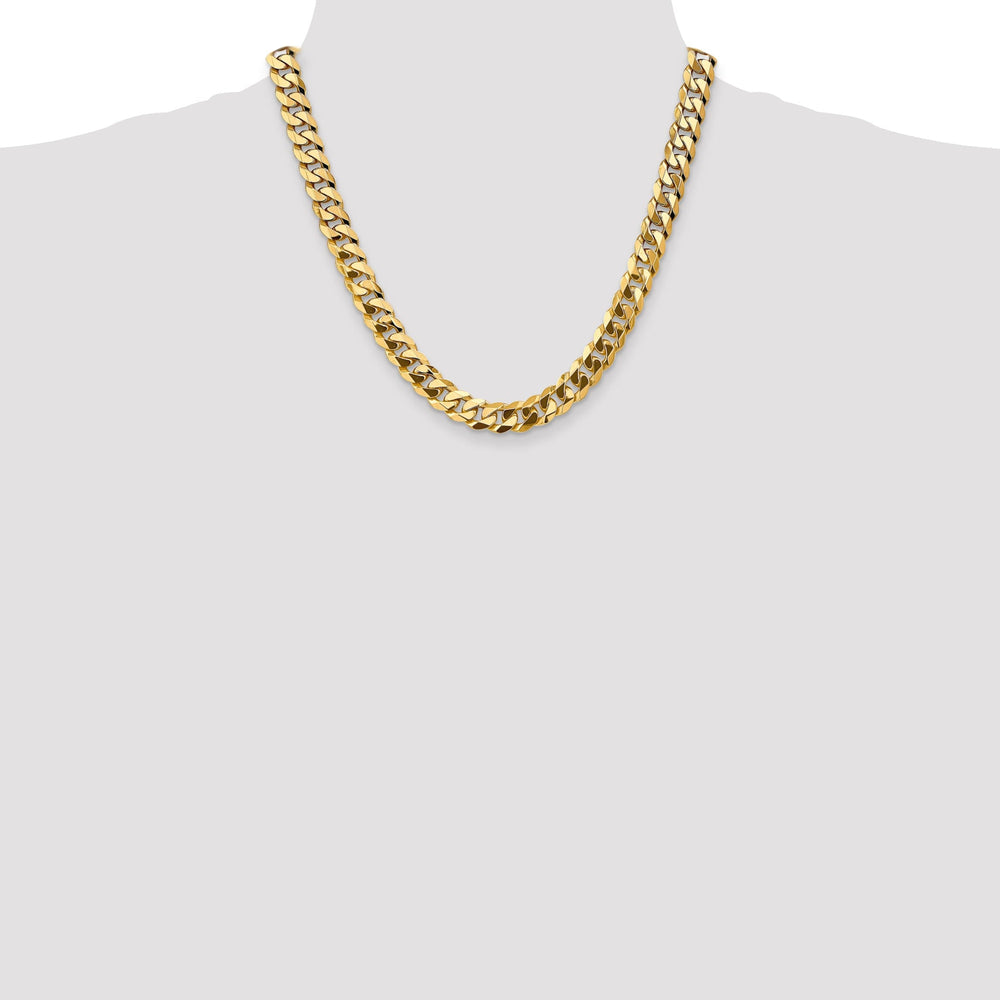 14k Yellow Gold 9.50mm Flat Beveled Curb Chain