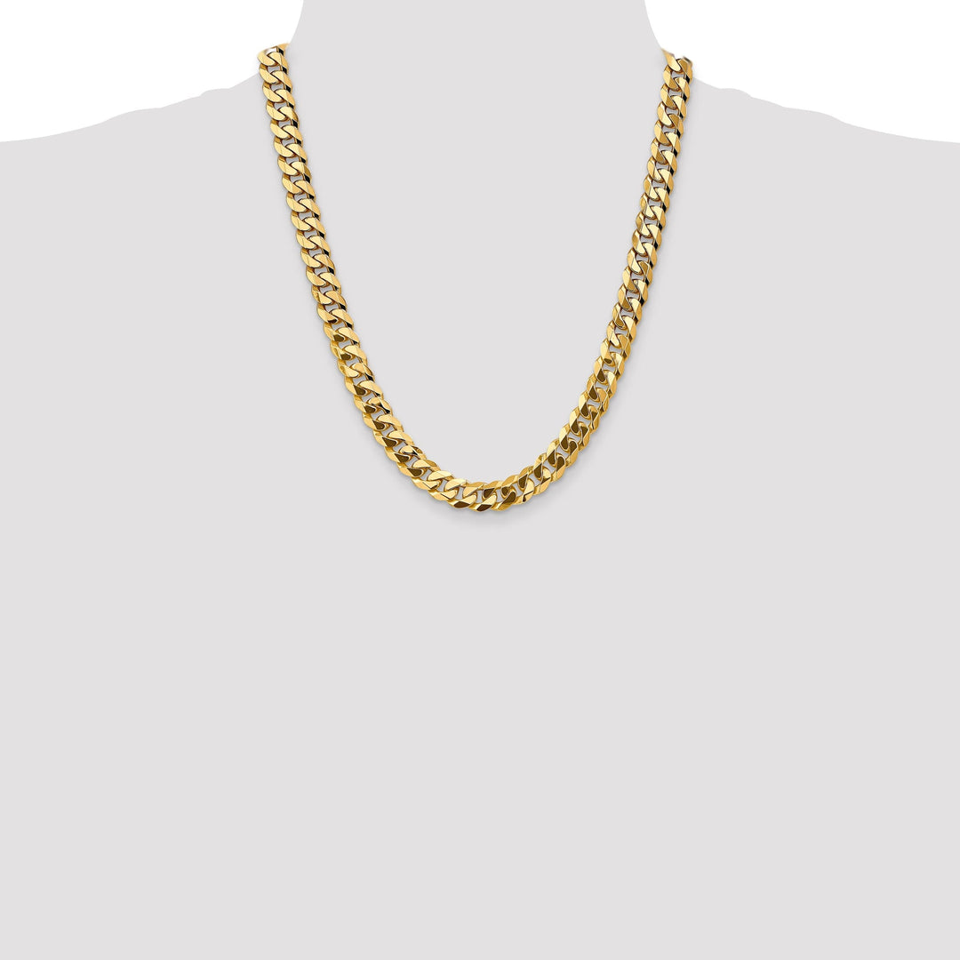 14k Yellow Gold 9.50mm Flat Beveled Curb Chain