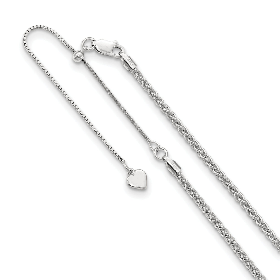Sterling Silver Adjustable 2.5mm D/C Wheat Chain