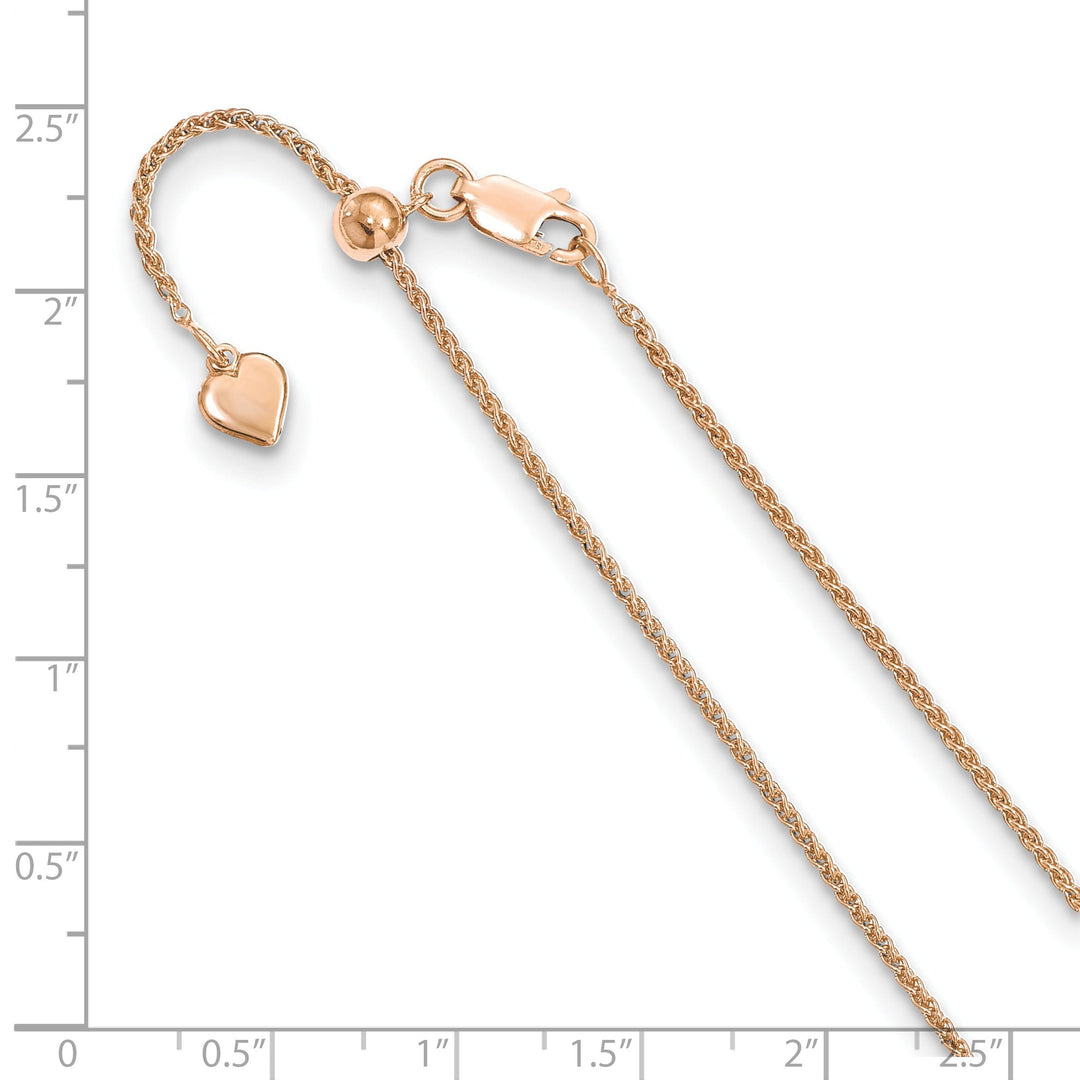 Silver 1.1 mm Rose Gold Adjustable Spiga Chain