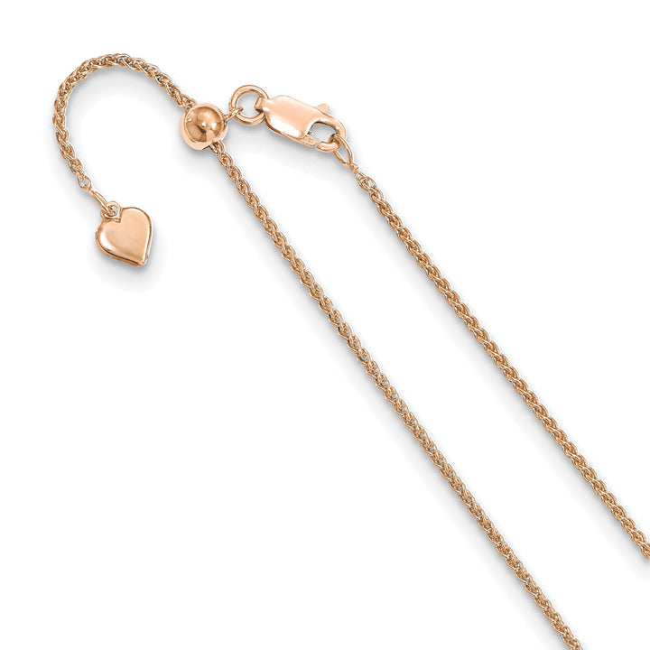 Silver 1.1 mm Rose Gold Adjustable Spiga Chain